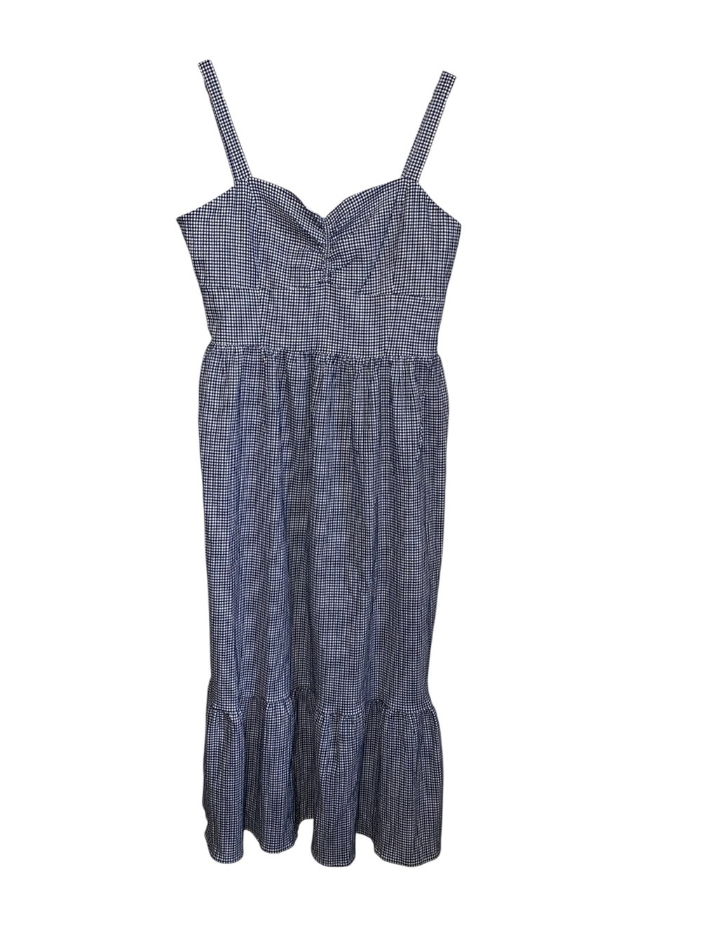 Draper James Blue White Gingham Midi Dress Large Breathable Casual Coastal NWT